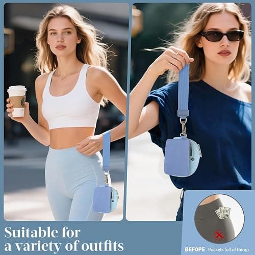 KeyChain Wallet Wristlet Wallets For Women Mini Zip Dual Pouch Wristlet thumbnail 3