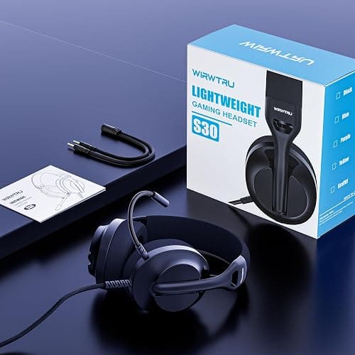 WIRWTRU S30 Gaming Headset with Microphone,198g Lightweight Design, Wired Gaming Headphones for Xbox, Xbox Series X|S, PS5, PS4, Switch, PC, Noise Cancelling Mic, Soft Earmuffs (Black) thumbnail 6