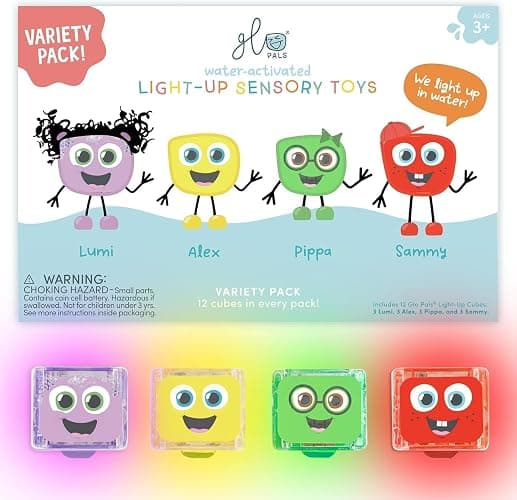 Glo Pals Water-Activated Light-Up Cubes for Sensory Play – 12 Pack - Image 1