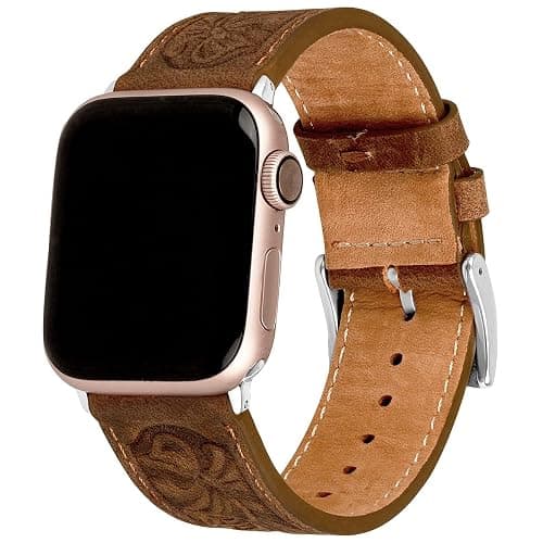 Falandi for Apple Watch Band Leather 40mm 38mm 44mm 42mm, Retro Pattern Leather Classical Replacement Smart Watch Band for iWatch Men Women Series SE 6 5 4 3 2 1 thumbnail 8