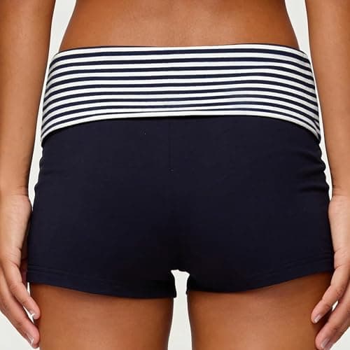 KMBANGI Womens Fold Over Shorts Elastic Waist Y2k Lounge Shorts Foldover Cute Pajama Micro Bottoms Mini Shorts Sleepwear thumbnail 2