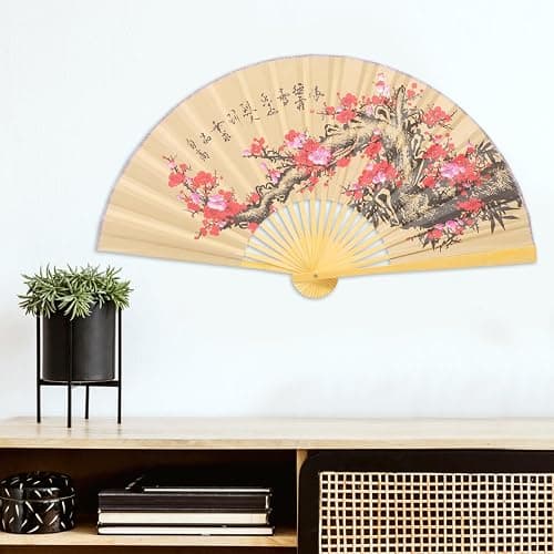 Kichvoe Riesenfächer-Wanddekoration: Orientalischer Feng-Shui-Wandfächer Chinesischer Fächer Chinesische Japanische Traditionelle Fächer Wandhintergrund Fächer-Hängedekoration thumbnail 9