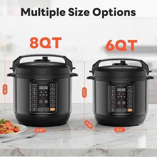 DUMOS Electric Pressure Cooker 16-in-1, 8QT Programmable Multi Cooker with 12 One-Touch Presets, Soup Steam Yogurt and More, Ceramic Inner Pot Delay Start & Keep Warm, Includes Recipe Guide, Black thumbnail 3