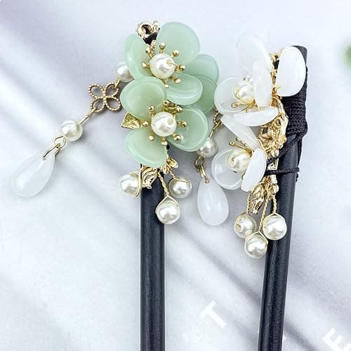 4 Pcs Japanese Chinese Hair Stick Retro Wooden Hairpin Flower Hair Chopsticks Vintage Hanfu Pins Headdress Classic Hair Fork for Long Hair Women thumbnail 7