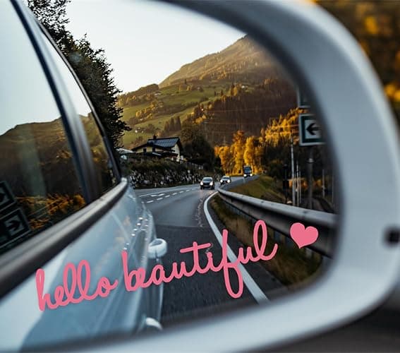 NEXIHOO 3x Hello Beautiful Pink Car Mirror Decals, Vinyl Stickers for Women, Vanity Mirror Stickers, Girl Car Decals, Car Window Decal, Self Affirmations Decal thumbnail 3
