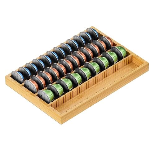 MinBoo Bamboo Coffee Pod Storage Holder Drawer Insert for Counter Compatible Nespresso Vertuo Vertuoline Capsules for Kitchen, Home, Office, Coffee Station - Image 1