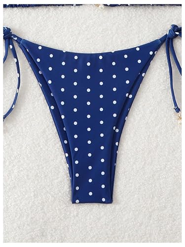 SOLY HUX Women's Polka Dots Print Bathing Suit Halter Triangle Tie Side Bikini Sets Two Piece Swimsuit thumbnail 3