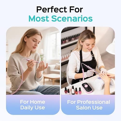 COSLUS Professional Rechargeable Electric Nail Drill 40000 RPM, Portable Nail File with Storage Stand for Acrylic Gel Polishing Removing - Easy to Use for Women, Manicure at Home DIY or Salon, Pink thumbnail 8