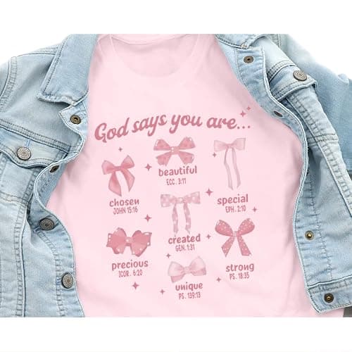 KEEVICI Cute Girls Bow God Shirt Christian Graphic Tees Jesus Shirts for Kids Bible Verse Inspirational Religious T Shirts thumbnail 5