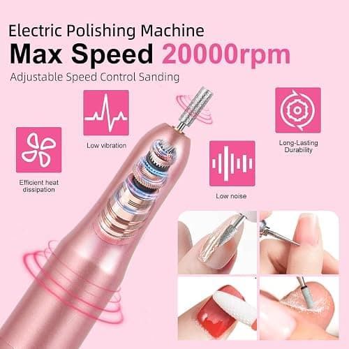 Acrylic Nail Art Kit-Nail Art Manicure Set Acrylic Powder Brush Glitter File French Tips U V Lamp Nail Art Decoration Tools Nail Drill kit for beginners with everything at home (White) thumbnail 5