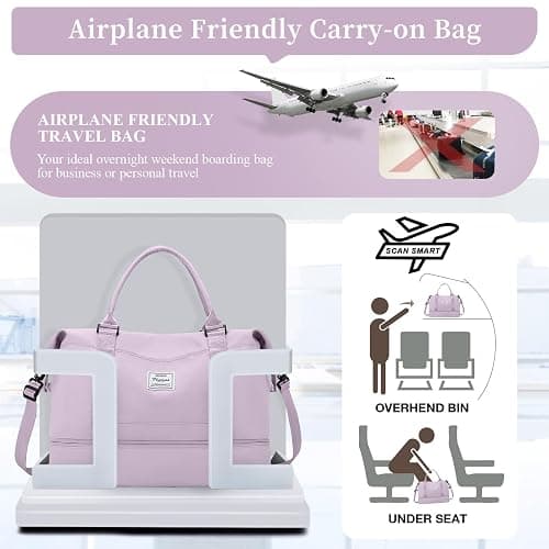 Weekender Bags for Women,Personal Item Travel Bag with Shoes Compartment,Overnight Travel Duffel Bag with Toiletry Bag thumbnail 7
