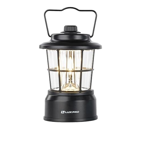 LUXPRO Retro LED Lantern - Battery-Powered Emergency Lantern - Water Resistant - Bright LED Lamp for Indoor & Outdoor Use - Use for Tents, Hiking or Hurricane Prep (Black, Pack of 1) thumbnail 4