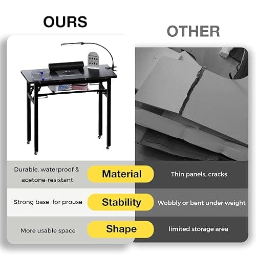 Portable & Foldable Manicure Table w/Dust Collector, Rolling Nail Tech Desk w/LED Light Lamp, Wrist Cushion, Lockable Wheels, Carrying Case, for Home Travel Beauty Salon Workstation (Marble Black) thumbnail 9