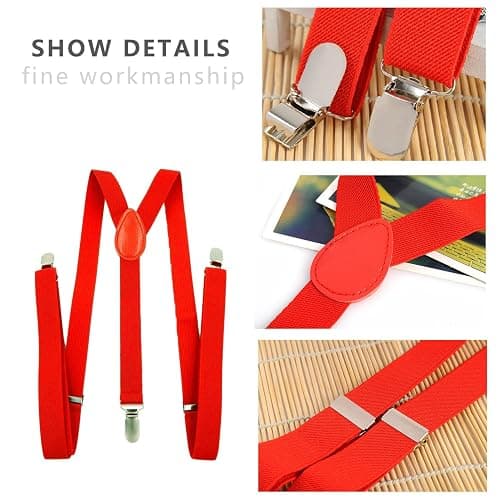5 Pcs Mime Artist Costume Accessories Set Women French Mime Cosplay Outfit Includes Black Beret Red Suspender Scarf White Gloves and Black White Stripe Socks for Halloween Theme Party Dress up Decor thumbnail 3