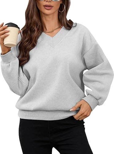 Avanova Women USA Graphic V Neck Sweatshirts Top Drop Shoulder Long Sleeve Pullover Shirt thumbnail 5