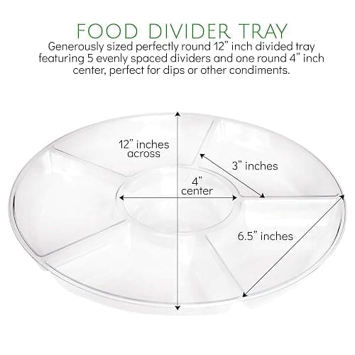 Plasticpro 6 Sectional Round Plastic Serving Tray/Platters Clear Pack of 2 thumbnail 2