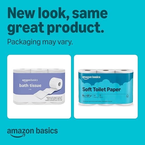 Amazon Basics 2-Ply Soft Toilet Paper, 30 Rolls (5 Packs of 6), 350 Sheets per Roll, Septic Safe, Equivalent to 185 Regular Rolls thumbnail 2