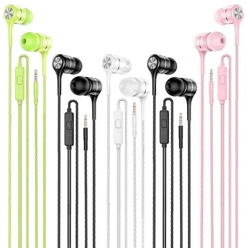 LWZCAM Wired Earbuds with Microphone 5 Pack, in-Ear Headphones with Heavy Bass, High Sound Quality Earphones Compatible with iPad, Laptop, MP3, Android Smartphones, Fits All 3.5mm Jack Device - Image 1