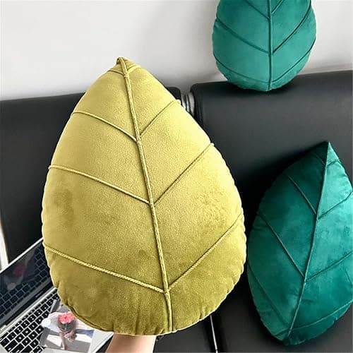 Rvsdoi Leaf Pillow,3D Leaf Shaped Plant Pillows Green Tropical Plant Cushion for Sofa Office Bedroom Home Decor Dark Green (19.7"x11.8") thumbnail 4