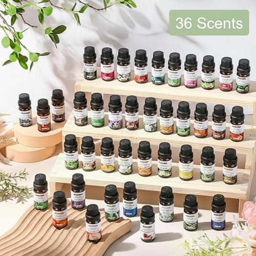Nuanchu 36 Pcs Essential Oil Set for Humidifiers and Diffusers 10ml Fragrance Aromatherapy Oils Kits Fruity Candle Making Supplies for Soap Making Scents Summer Home Skin Care DIY Massage Laundry thumbnail 3