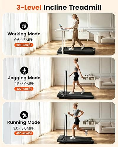 ICYLOOT Walking Pad Treadmill with Incline and Handle Bar for Home Office | Walking Pad Under Desk,Body Toning,Safety Handle,45db Quiet Design,5-Layer Shock Absorption Belt,0.6-3.8 MPH Remote Control thumbnail 3