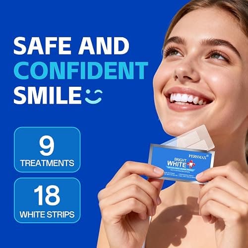 PERSMAX Teeth Whitening Strips, 18 Strips 9 Treatment (7 + 2 Bonus) | Non-Slip, Pain-Free, Express Whitening in 30 Min, Easy to Use for Confident Smile, Professional Dentist Approved thumbnail 6