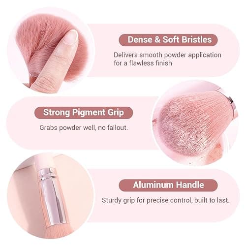MAANGE 30Pcs Professional Makeup Brush Set with Case – Premium Synthetic Brushes for Foundation, Powder, Blush, Eyeshadow & Blending,Pink thumbnail 2