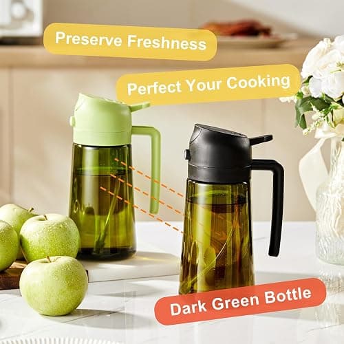 CXINYI - 16oz/470ml Olive Oil Dispenser for Kitchen with Stickers - 2 in 1 Olive Oil Sprayer for Cooking, Air Fryer, and Salad, 2 Black (Light-Proof Kitchen Gadget) thumbnail 4