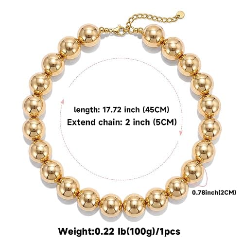 LKDASM Chunky Beaded Necklace for Women, 20mm Large Bead Statement Necklace | Lightweight 20mm Acrylic Beads, Strong & Durable Knot, 18K Gold Plated Lobster Clasp, Boho Y2K Jewelry with Gift Box thumbnail 2