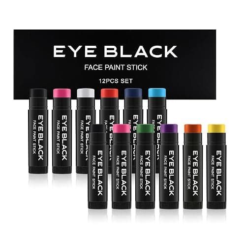 Wismee Eye Black Stick, 12pcs Multi-Colors Anti-Glare Under Eye Black Sports Grease Stick Set for Baseball Softball Soccer Lacrosse Hockey Athletes Sports Training, Sweat-Proof & Long Lasting thumbnail 8