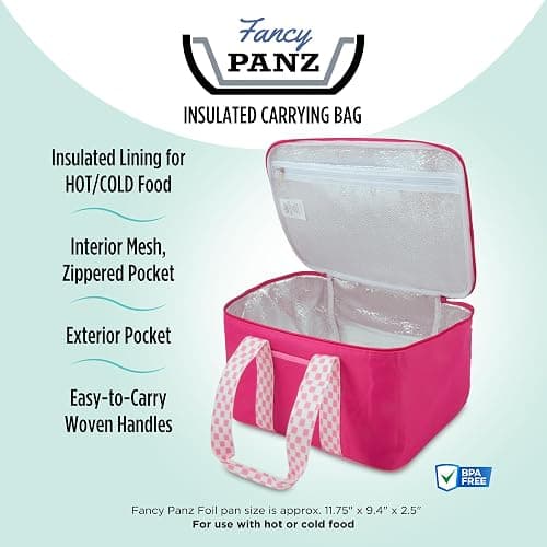 Fancy Panz - Pink Insulated Casserole Carrier Bag - Insulated Thermal Bags for Hot & Cold Food Holds 2 Standard Size Fancy Panz - 2 Pockets - Food Container - Hosting Essentials thumbnail 2
