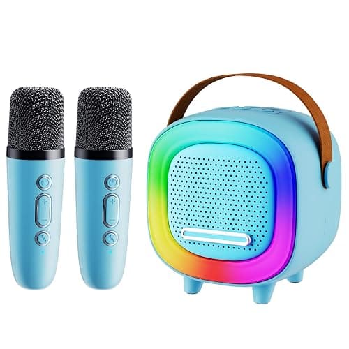Mini Karaoke Machine Speaker for Kids Adults, Portable Bluetooth with 2 Wireless Microphones, Children's Day Birthday Gift Ideas for Toys for Teens Boys and Girls Aged 4, 5, 6, 7, 8, 9, 10, 11, 12+ thumbnail 9