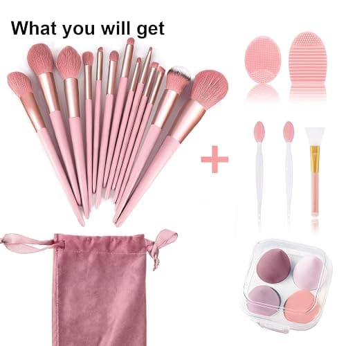 Koccido Makeup Brushes 22 Pcs Makeup Kit,Foundation Brush Eyeshadow Brush Make up Brushes Set (Pink, 22 Piece Set) thumbnail 7