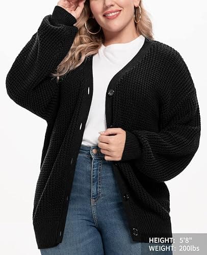 QUALFORT Cardigan Sweaters for Women 100% Cotton Button-Down Oversized Knit Outerwear Fall Tops for Women 2025 thumbnail 3