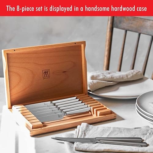ZWILLING Contemporary Steak Knife Set of 8, Oval handle, Stainless Steel, with 12" x 10" case thumbnail 5