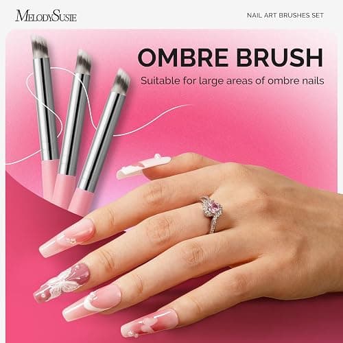 MelodySusie 6Pcs Ombre Nail Brushes,Nail Gradient Painting Pen for Blooming Nails, Gradient Nail, Manicure Nail Art Tools, Professional Accessories for Home and Salon Use thumbnail 3