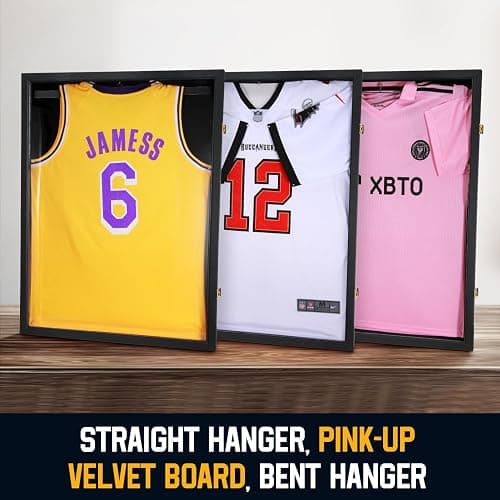 Jersey Wooden Frame Display Case -Shadow Box with 98% UV Protection Acrylic and Hanger for L or XL Baseball Basketball Football Hockey Sport Shirt and Uniform Gifts for Men (Black, 1 Pack) thumbnail 5