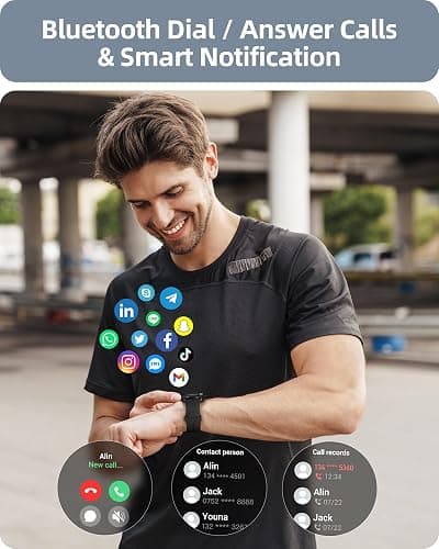 Parsonver Smart Watch for Men Women(Answer/Make Calls), HD Screen Fitness Tracker IP68 Waterproof 100+ Sport Modes, Heart Rate Sleep Monitor, Pedometer, Smartwatch for Android Phones/iPhone Compatible thumbnail 2