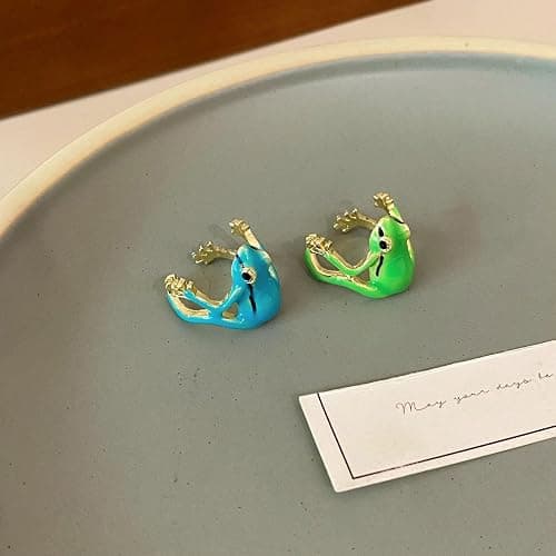 PLOUTOS Frog Enamel Adjustable Rings Set For Women Hand-Painted Wrap Open Animal Ring Gold Tone Alloy Stackable Statement Cocktail Jewelry 3 Colors For Women thumbnail 4
