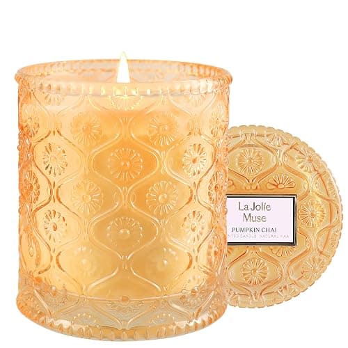 LA Jolie Muse Pumpkin Chai Scented Candle, Autumn Candle, Natural Soy Candle, 40 Hours Burning Time, Luxury Candle Gift for Women & Men, House Warming Gift - Image 1