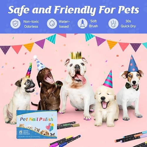 Cherocito Dog Nail Polish Pens Quick Dry, 15 Colors Safe Set for DIY Pretty Nails, Ideal Gifts for Dogs Cats Light Dark Nails, Odorless, Non-Toxic, Water-Based Pet Accessories thumbnail 4
