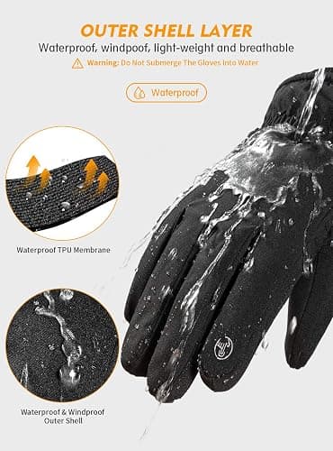TRENDOUX Winter Gloves for Men Warm: 3M Thinsulate -20℉ Windproof Waterproof Ski Women Glove with Touchscreen Thermal Lining Anti-Slip for Work Cycling Motorcycle Snowboarding thumbnail 4