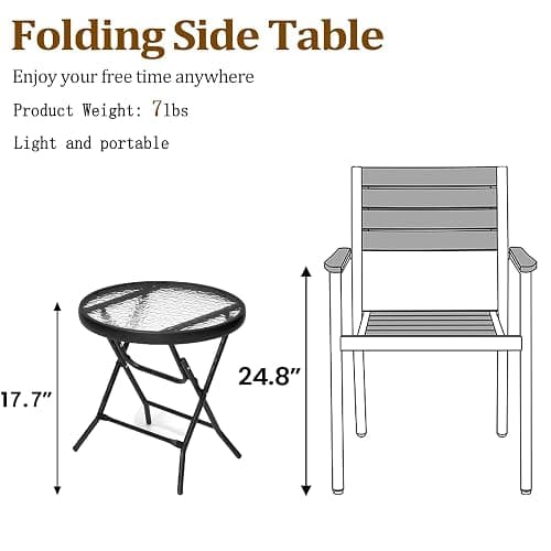 JOINHOM Outdoor Side Table - Small Patio End Table All Weather, Patio Furniture Sets and Outside Furniture for Pool, Balcony, Deck, Porch, Black thumbnail 3