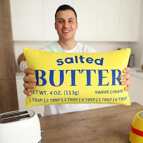 Newwiee 2 Pcs Butter Stick Rectangular Pillow Butter Lover Funny Foodie Baking Throw Pillow Decorative Cushion for Living Room Bedroom Kitchen Farmhouse Dorm Decor Foodie Food Lover Gifts thumbnail 2