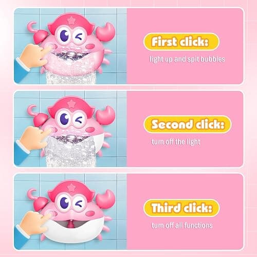 Bath Toys,Light Up Baby Bath Toys Bath Bubble Machine with Colourful RGB Light Great Birthday for Toddler Boys and Girls Tub Toy for Kids Ages 1-3 4-8 thumbnail 7