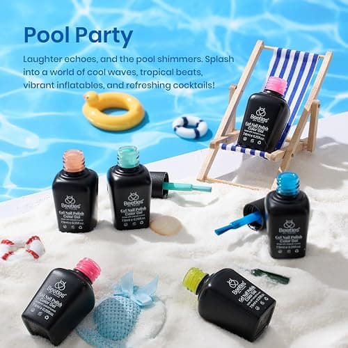 Beetles Gel Nail Polish Set, Halloween Gel Nail Polish, 6 Colors Orange Blue Pink Green Soak Off UV Manicure Kit DIY Nail Art for Women Pool Party Holiday thumbnail 2