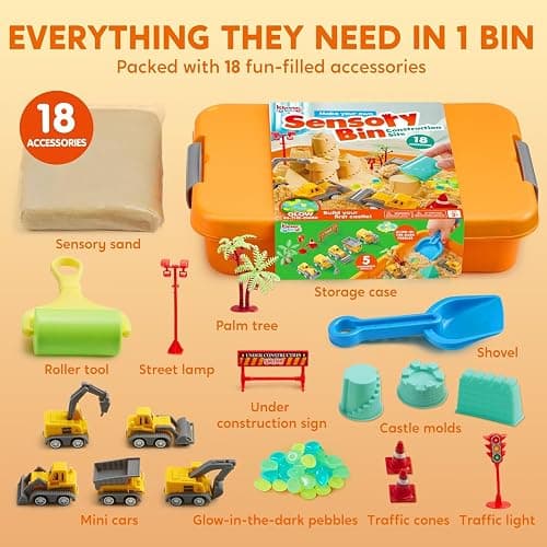 JOVA Klever Kits Construction Sensory Bin with Glow-in-Dark Stones, Ages 3+ thumbnail 7