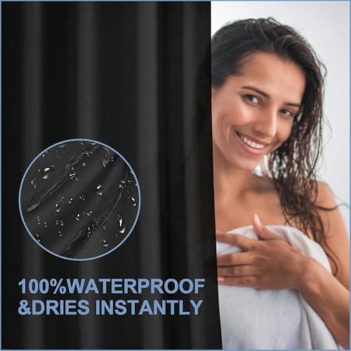ECO Shower Curtain x2 , Semi Clear PEVA Waterproof Heavy Duty With 3 Magnets, 12 Plastic Hooks, Mould Proof, Quick-Drying Washable for Bathroom Home Decor thumbnail 5