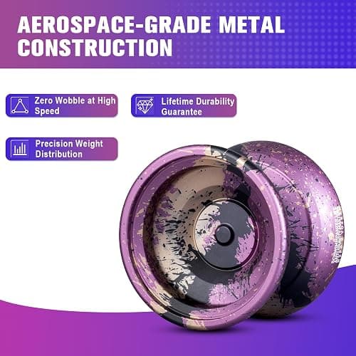 TK2 Metal Yoyo Professional for Kids 8-12 and Adults - Unresponsive Yoyo for Beginners Advance and Pro Plays, Extra 10 Strings, and Precision Bearing (Purple) thumbnail 2