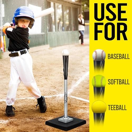 PLAYAPUT Portable Batting Tee for Baseball/Softball, Height Adjustment from 25-37 inch,Easy Transport Premium Baseball Tee with Rubber Top,Heave Duty Base Hitting Tee for Kids/Youths/Adults thumbnail 5